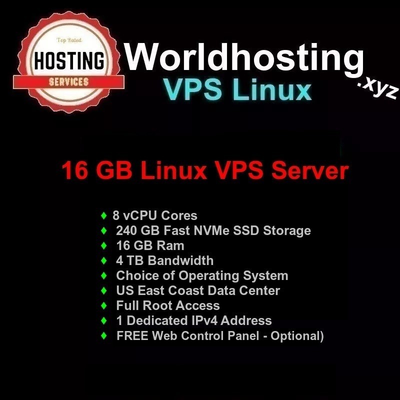 ✅ VPS 240GB NVMe SSD 16GB RAM 8 Core ROOT Access $9.99/mo ✅